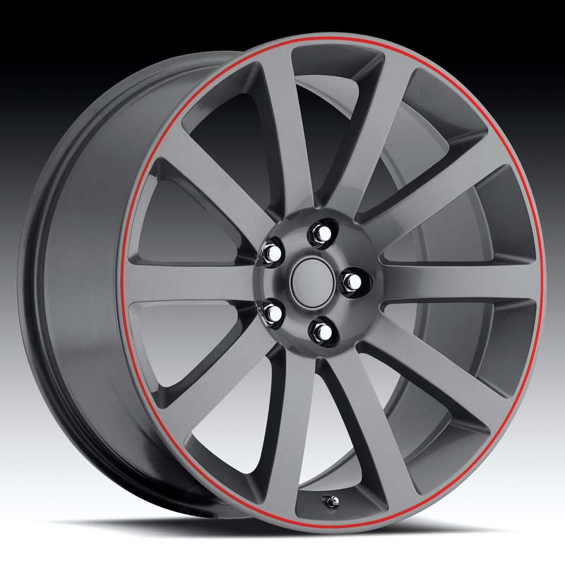 Factory Reproductions Chrysler 300c Grey Red Stripe x9 5x115 18 In Chrysler 300 9 57
