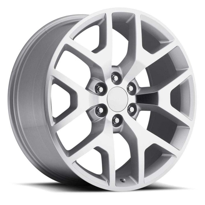 FR 44 - GMC Sierra Replica Wheels 22X9 6X5 +31 HB 78.1 TBSS Sierra Silver Machine Face With Cap