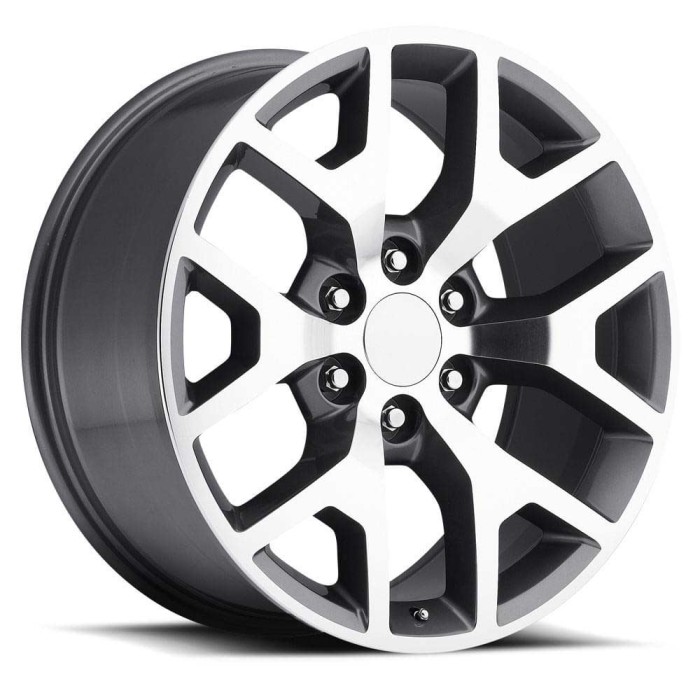 FR 44 - GMC Sierra Replica Wheels 22X9 6X5.5 +31 HB 78.1 2014 Sierra 744 Grey Machine Face With Cap