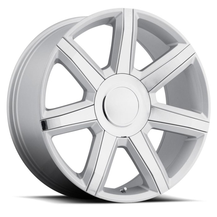 FR 56 - Escalade Luxury Replica Wheels 22X9 6X5.5 +24 HB 78.1 2015 Escalade Luxury Silver With Chrome Inserts With Cap