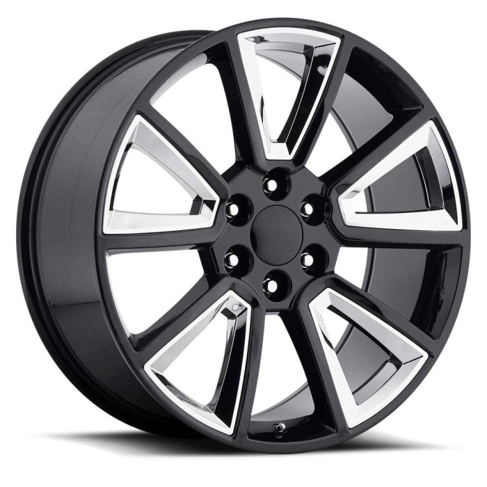 FR 57 - Chevrolet Tahoe Replica Wheels 22X9 6X5.5 +24 HB 78.1 2015 Tahoe Gunmetal With Chrome Inserts With Cap