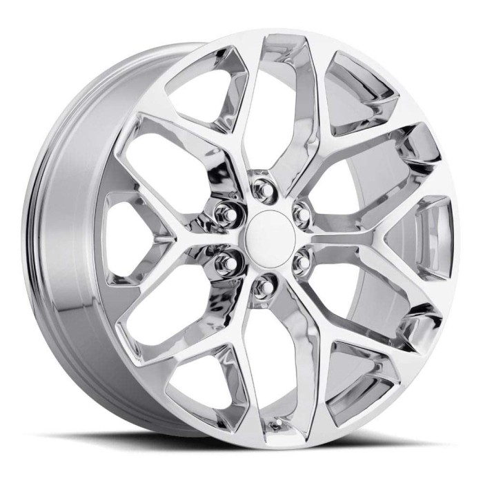FR 59 - Chevrolet Truck Snowflake Replica Wheels 26X10 6X5.5 +24 HB 78.1 2014 Chevy Snowflake Chrome With Cap