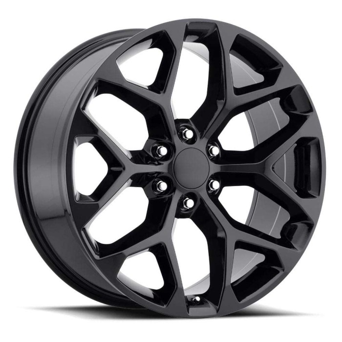FR 59 - Chevrolet Truck Snowflake Replica Wheels 26X10 6X5.5 +24 HB 78.1 2014 Chevy Snowflake Gloss Black With Cap