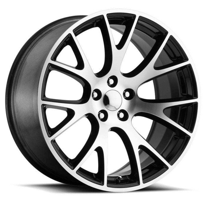 FR 70 - Jeep Hellcat Replica Wheels 22X9 5X5 +30 HB 71.5 Black Machine Face With Cap
