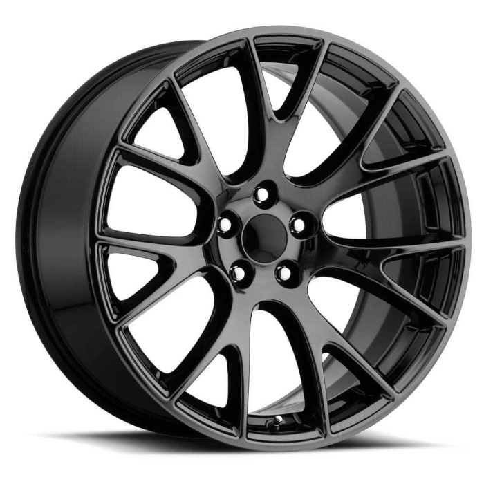 FR 70 - Jeep Hellcat Replica Wheels 22X9 5X5 +30 HB 71.5 Black Chrome With Cap