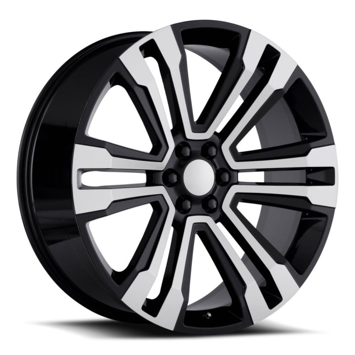 FR 72 - Escalade Replica Wheels 24X10 6X5.5 +30 HB 78.1 2017 GMC Denali Black Machine Face With Cap