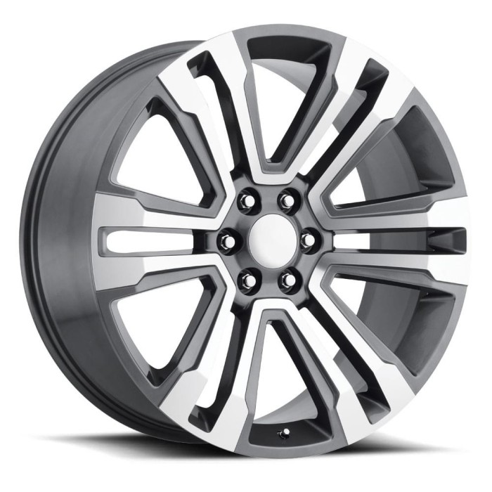 FR 72 - Escalade Replica Wheels 26X10 6X5.5 +30 HB 78.1 2017 GMC Denali Grey Machine Face With Cap