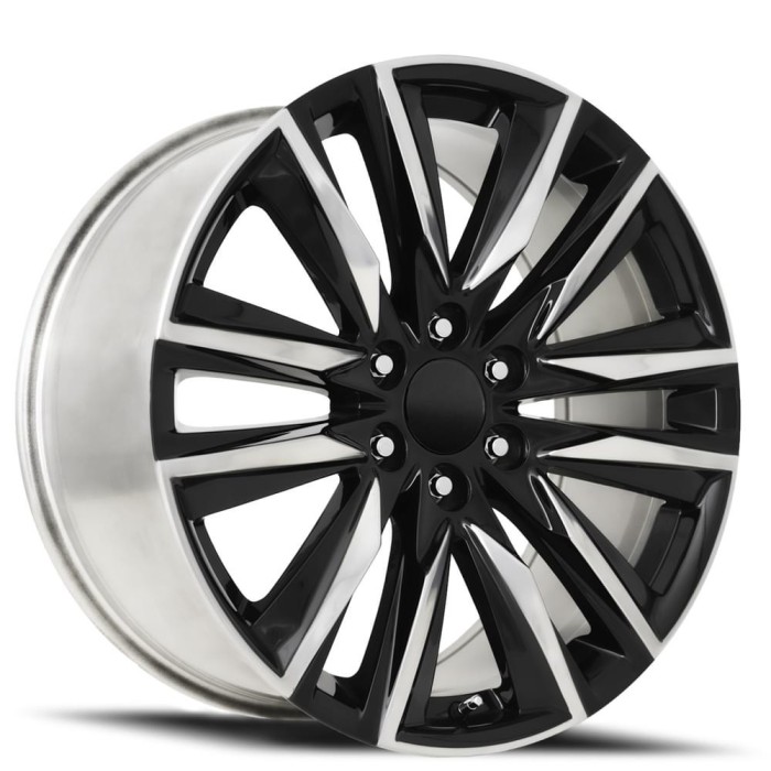 FR 90 - Escalade Sport Replica Wheels 22X9 6X5.5 +28 HB 78.1 2022 Escalade Sport Gloss Black/Polished Accents With Cap

