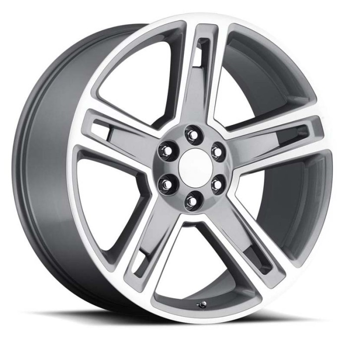FR 34 – Chevrolet Silverado Replica Wheels - 20X12 6X5.5 - +24 - Grey Machine Face with Cap