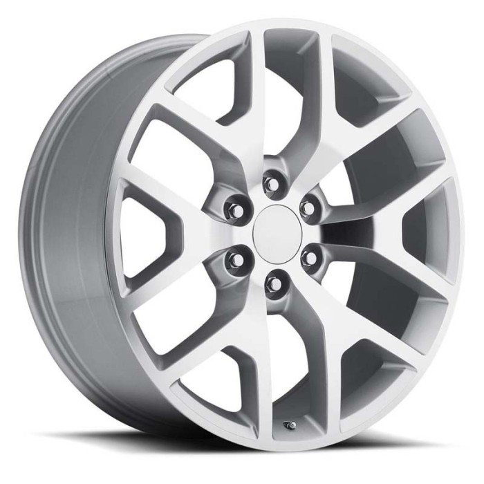 FR 44 - GMC Sierra Replica Wheels 22X9 6X5 +31 HB 78.1 TBSS Sierra - Silver Machine Face With Cap