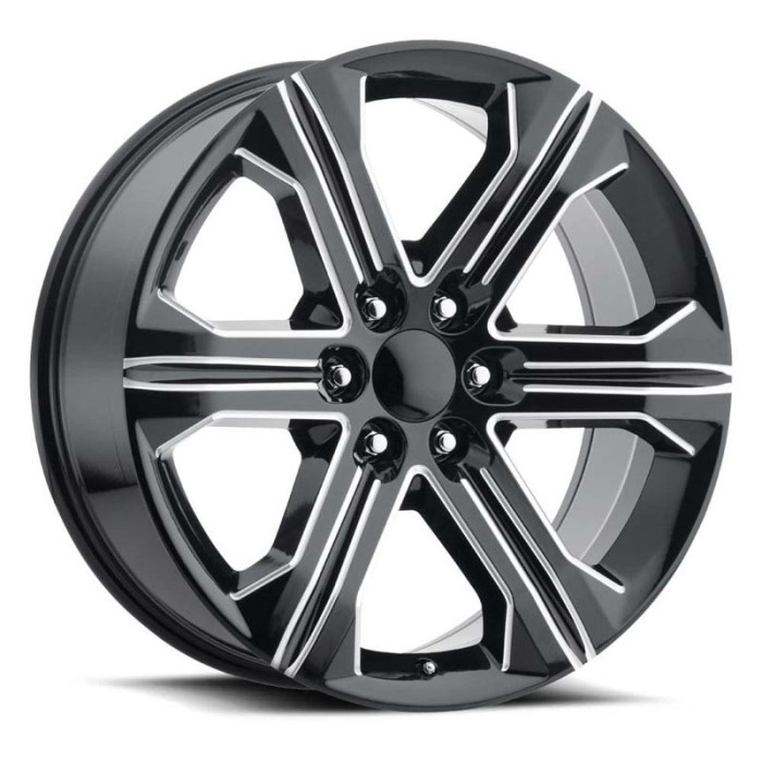 FR 47 – GMC Sierra Replica Wheels 22X9 6X5.5 +24 Satin Black Ball Milled With Cap