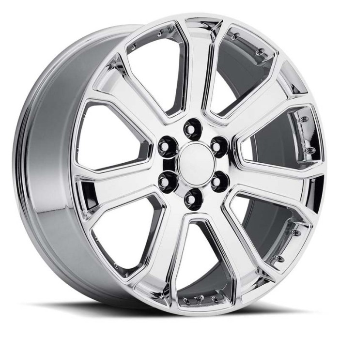 FR 49 – GMC Yukon Denali Replica Wheels
 22X9 6X5.5 +31 Chrome With Cap