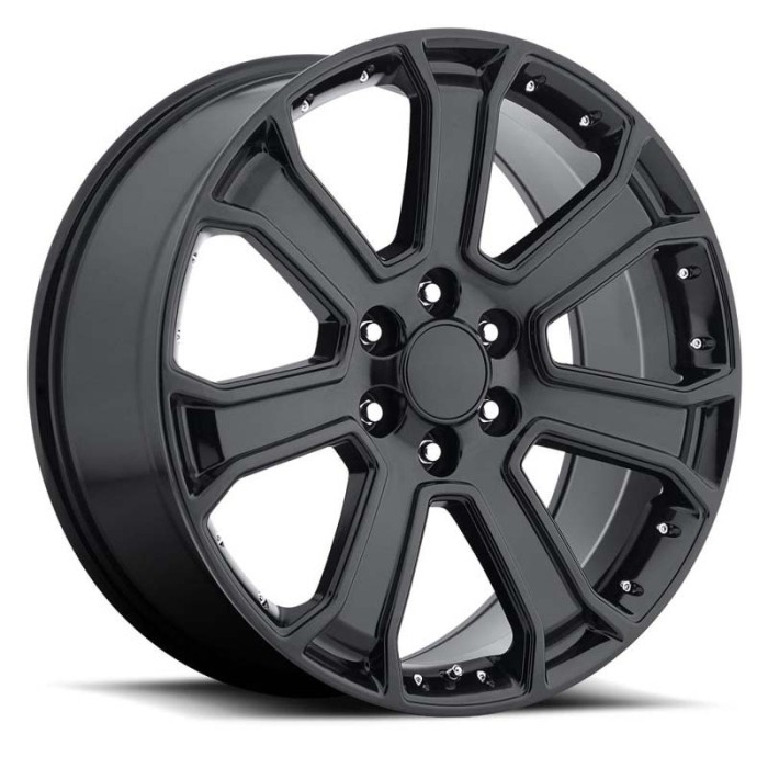 FR 49 – GMC Yukon Denali Replica Wheels
 22X9 6X5.5 +31 Gloss Black With Cap