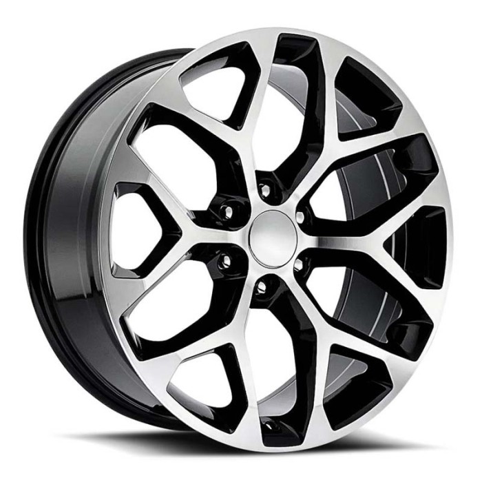 FR 59 – Chevrolet Truck Snowflake Replica Wheels - 24X10 6X5.5 +24 - Black Machine Face With Cap