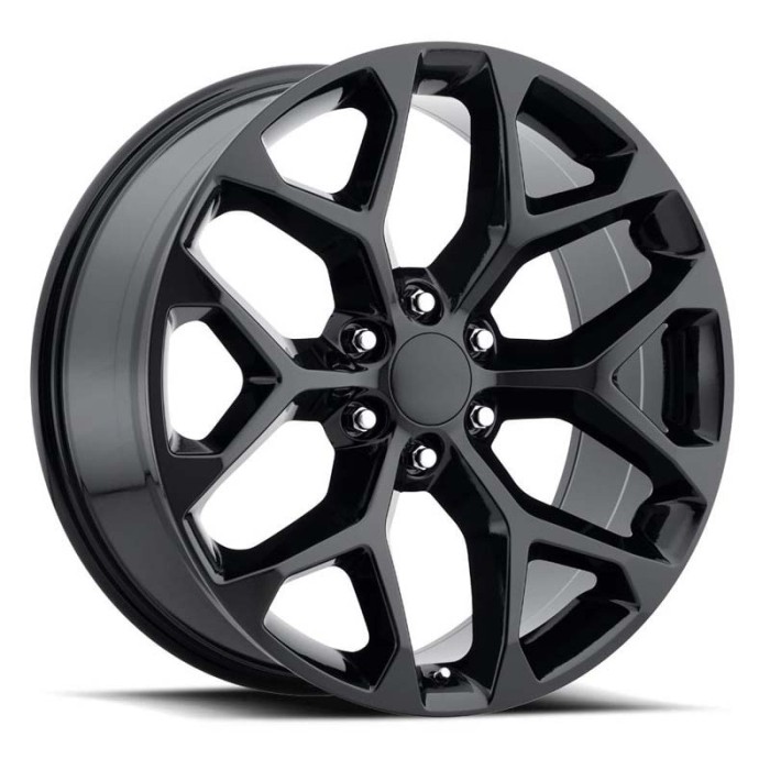 FR 59 – Chevrolet Truck Snowflake Replica Wheels - 24X10 6X5.5 +24 - Gloss Black With Cap