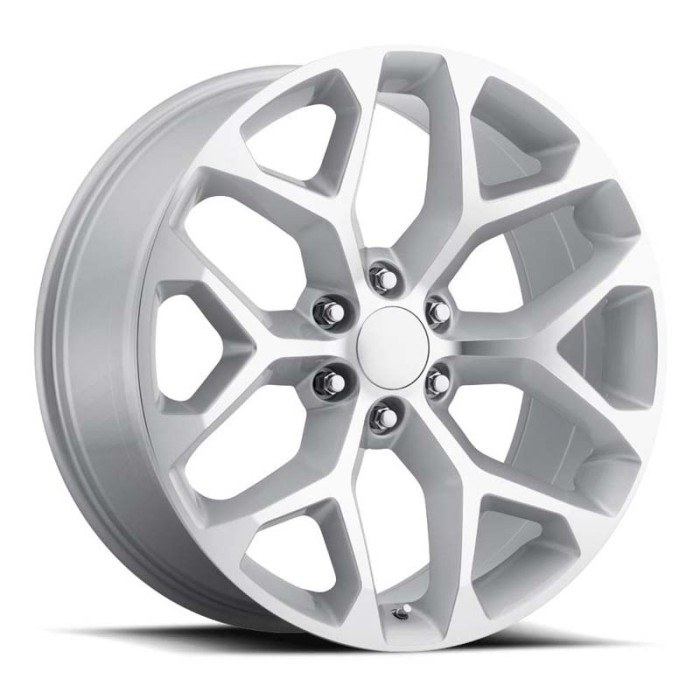 FR 59 – Chevrolet Truck Snowflake Replica Wheels - 22X9 6X5.5 +24 - Silver Machine Face With Cap