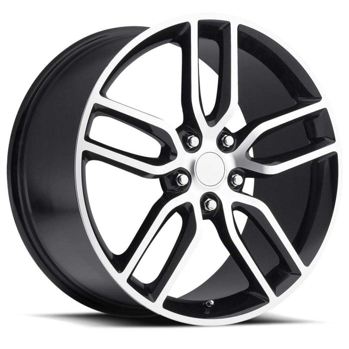 FR 26 - C7 Z51 Corvette Replica Wheels 19X10 5X4.75 +56 HB 70.3 2015 Corvette Style 26 Z51 Black Machine Face With Cap
